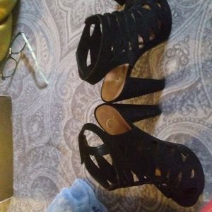 Black heels and boots, size 7
